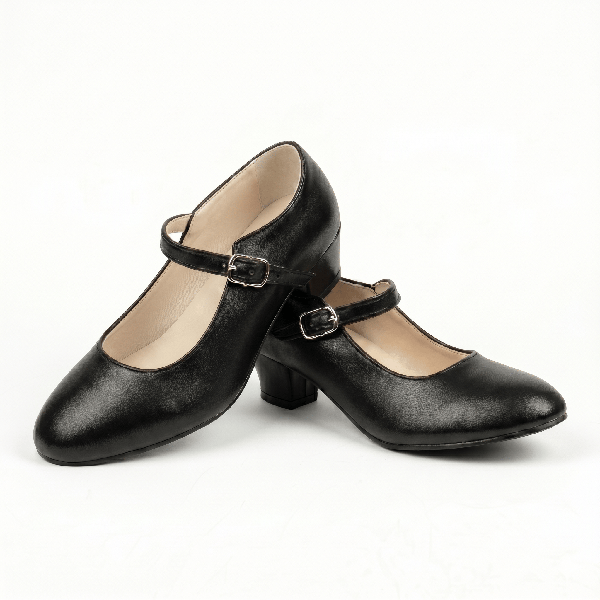 Zapatos de flamenco niña y adulto, tacones flamencos de iniciación con hebilla color negro Le Côté Chic