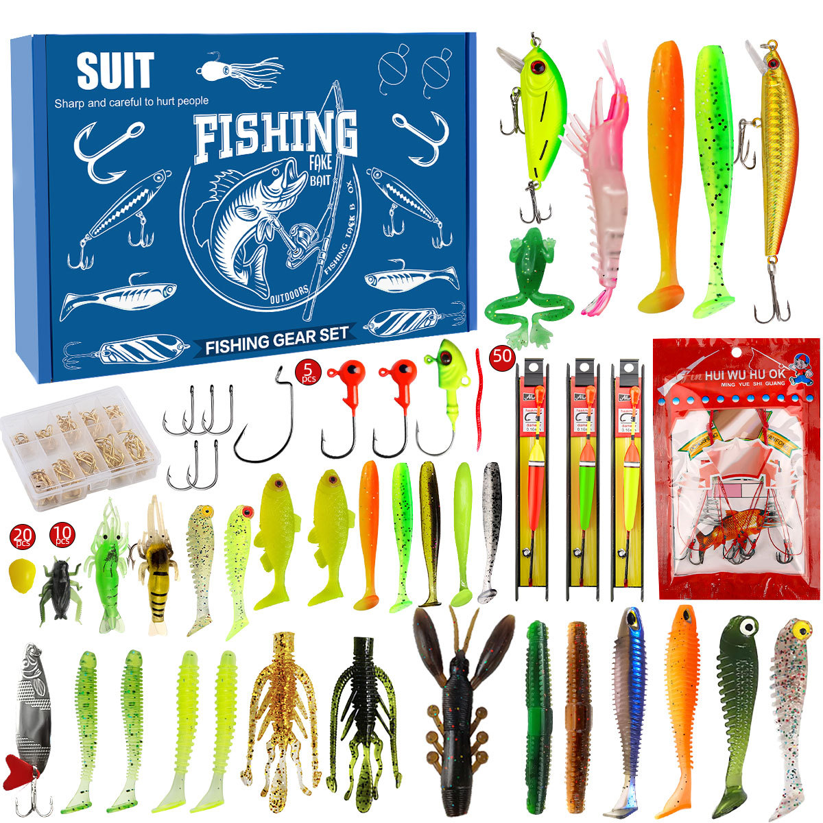 TK Equipo de pesca con señuelos, todos los kits de pesca para lubina de boca grande, lubina de boca chica y trucha.