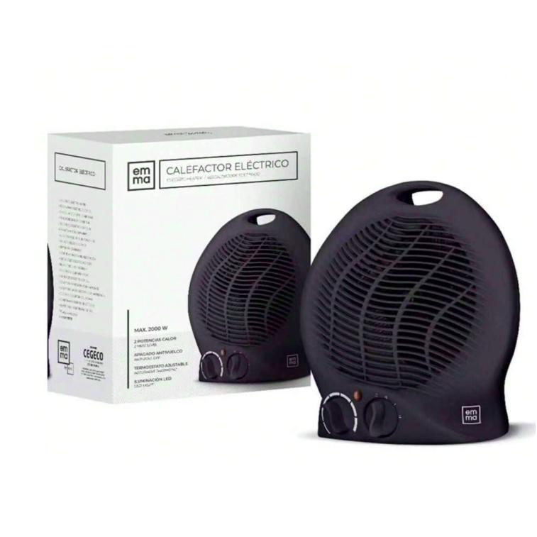 Calefactor Eléctrico 2000W, Calentador de Baño, Cocina y Habitación, Ideal para Superficies de hasta 20-25m², 3 Velocidades y Termostato Ajustable