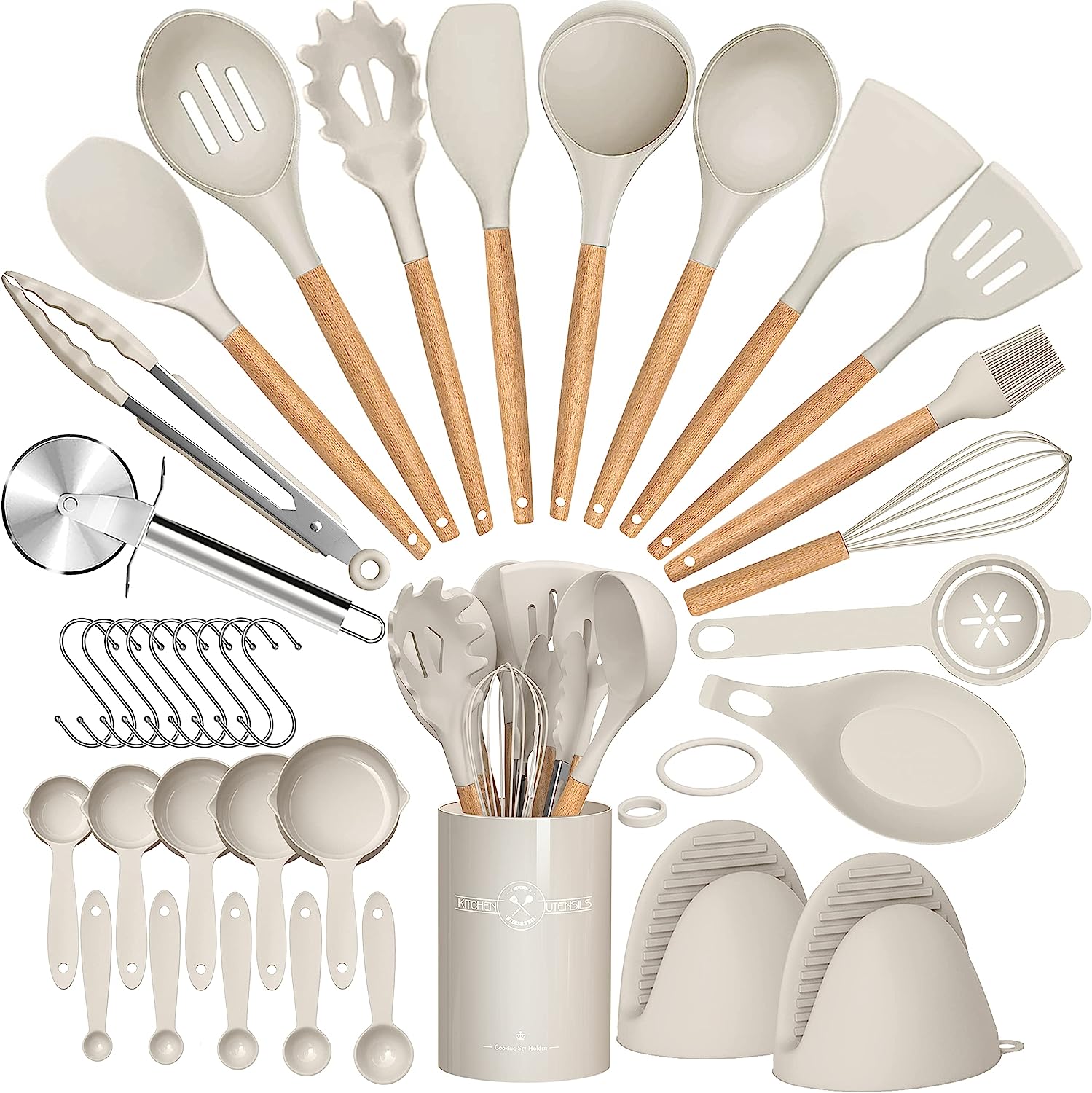 Om Home Set De Utensilios De Cocina Ecológicos De Silicona 36 Piezas Con Soporte Para Cocinar Y Hornear Herramientas De Cocina Prácticas Y Duraderas