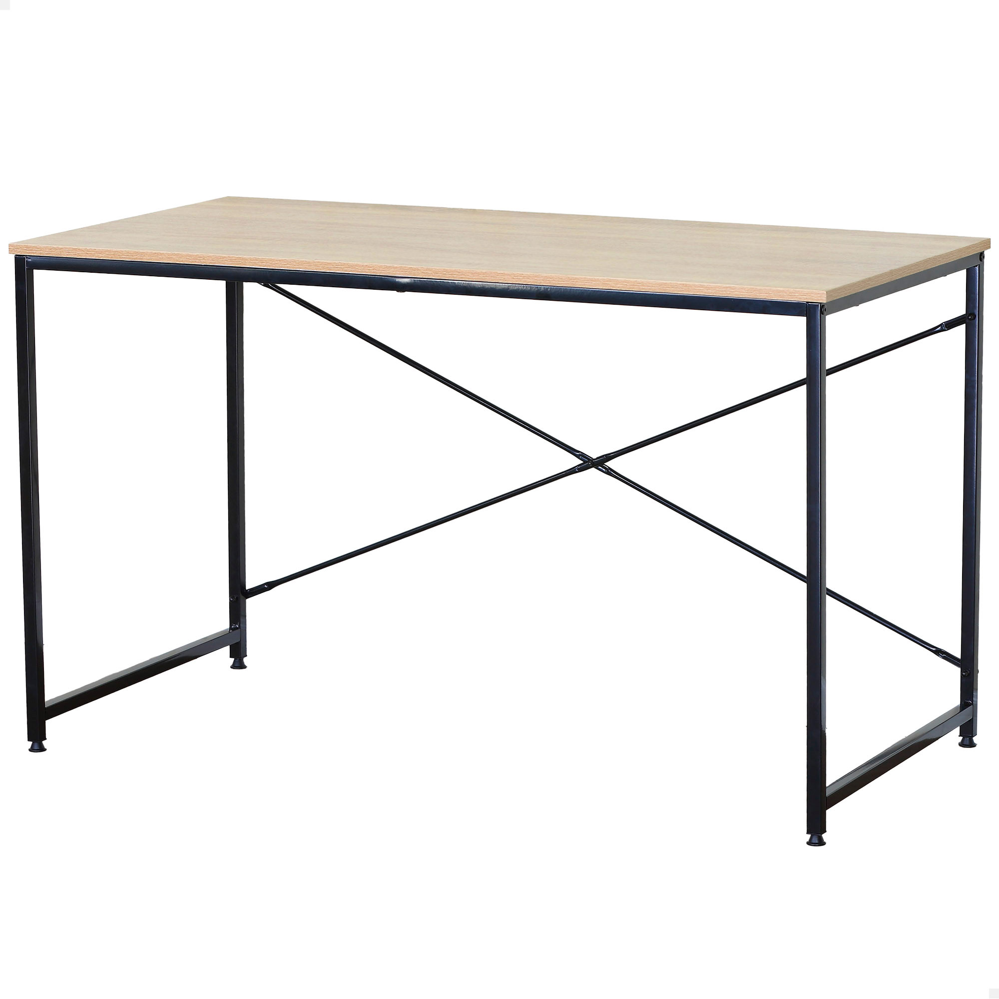 Max Home - Mesa escritorio, tablero de madera, estructura de acero negro, con refuerzo en X para más estabilidad, oficina y estudio, estilo industrial y moderno, resistente y estable, escritorios, mesas ordenador