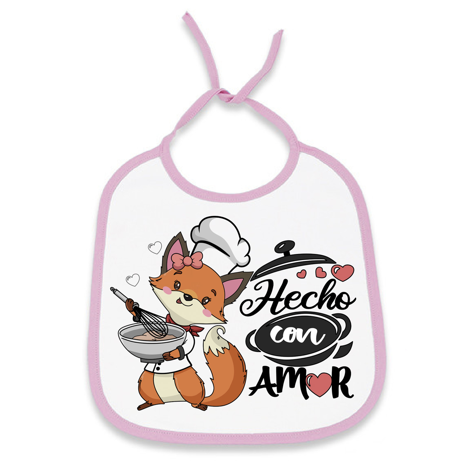 Babero hecho con amor. Regalo original personalizado para tu bebé. Medidas 24 x 29 cm.
