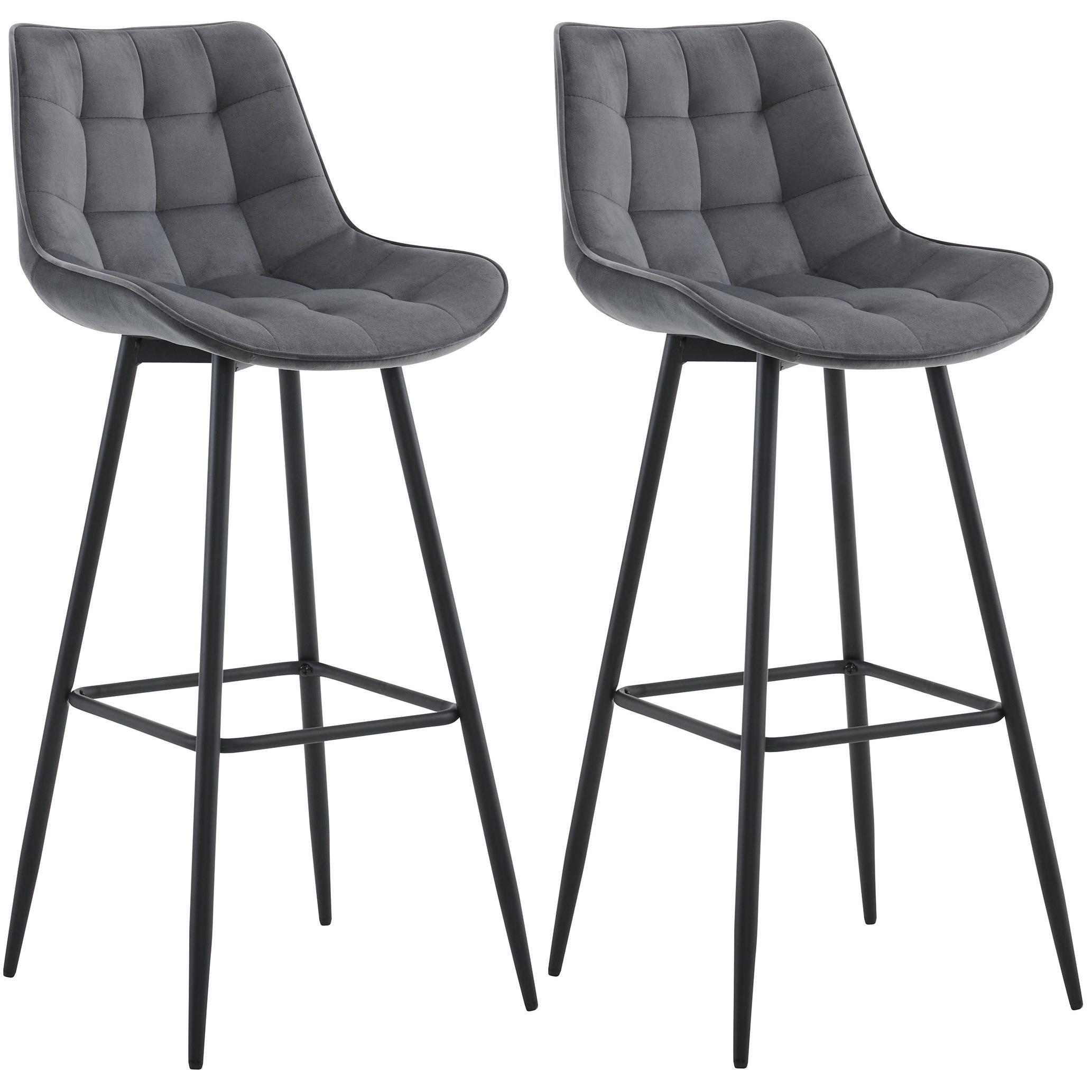 Set de 2 Taburetes de bar Dartford Gris oscuro,Terciopelo