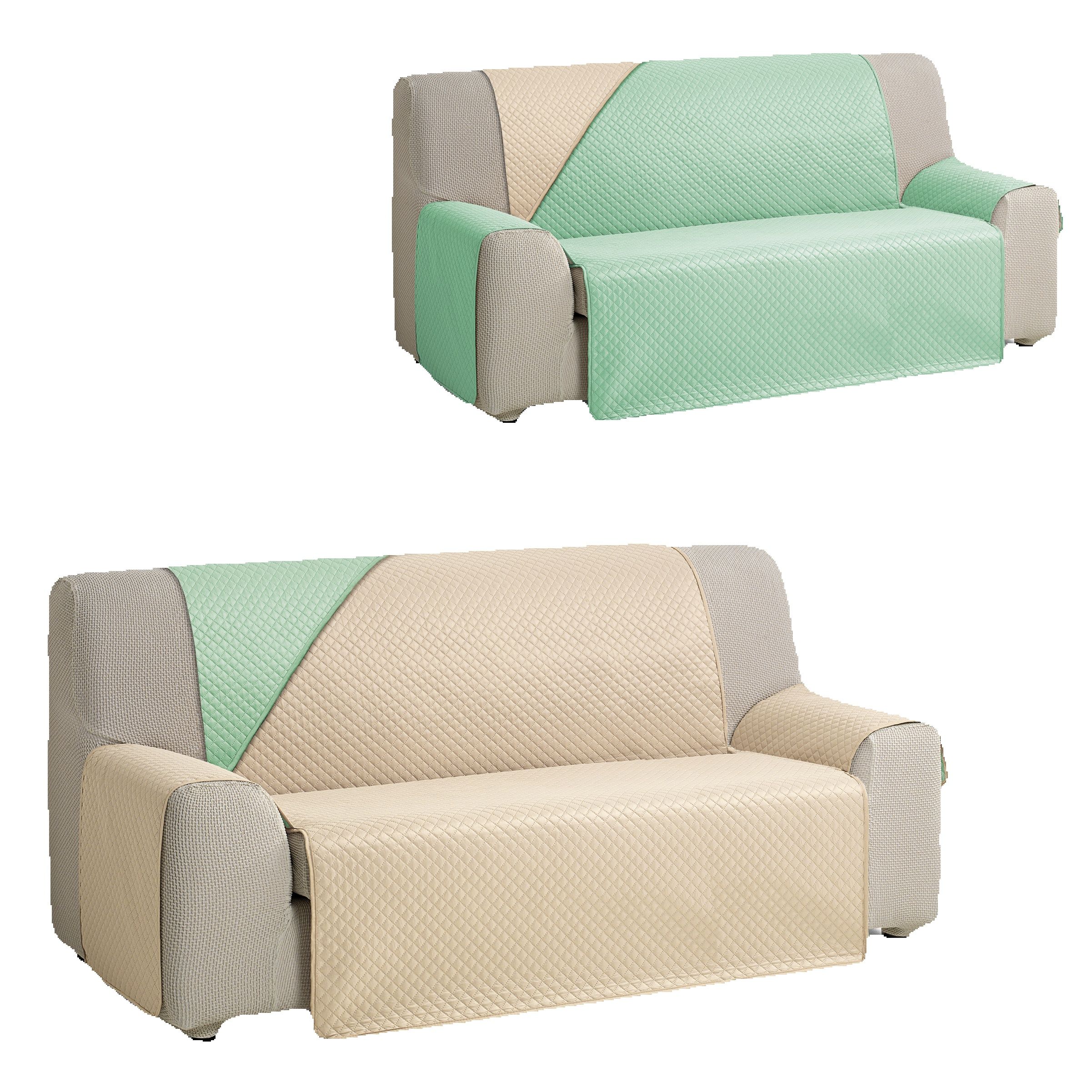 VALENTIA HOME Valentia Home - Funda Cubre Sofá Acolchada Reversible Rombo Bicolor para 1 a 4 Plazas - 13 Combinaciones de Colores