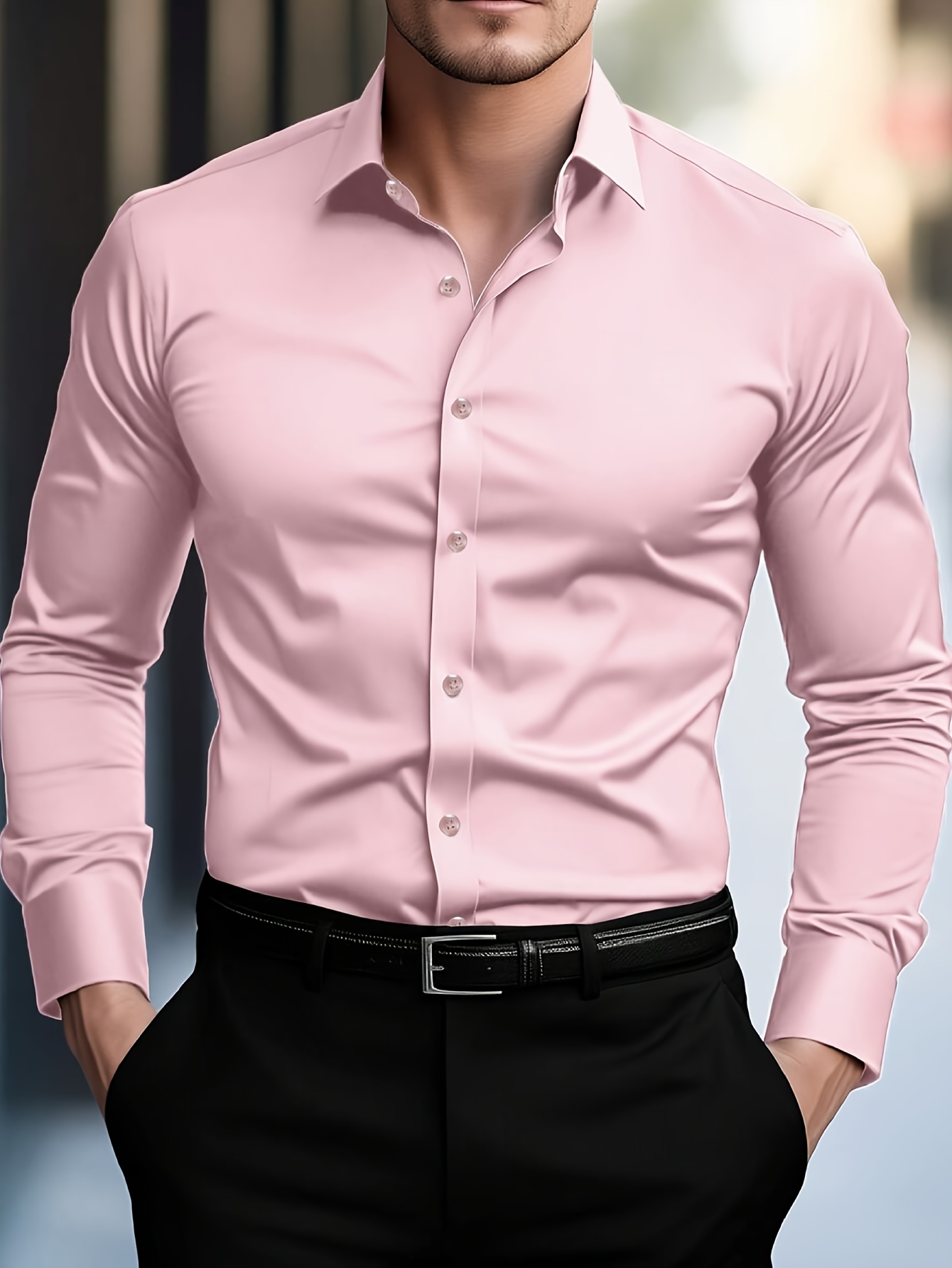 TK Camisa De Hombre FGKKS Sólida De Larga Manga Elasticidad Múltiples Colores Calidad Básica Casual Estilo Inteligente