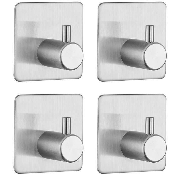 TK Ganchos adhesivos 3M para toallas, paquete de 4, ganchos de pared de acero inoxidable para baño y cocina, 45 x 45 x 29 mm