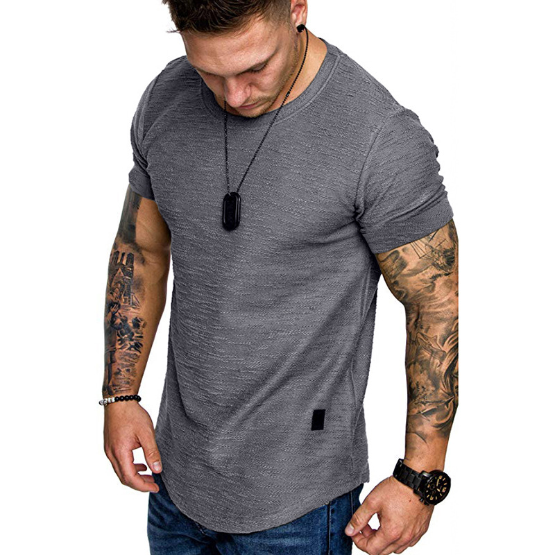 TK Camiseta de algodón de bambú para hombre, camiseta informal de manga corta con cuello redondo a la moda, tops para hombre