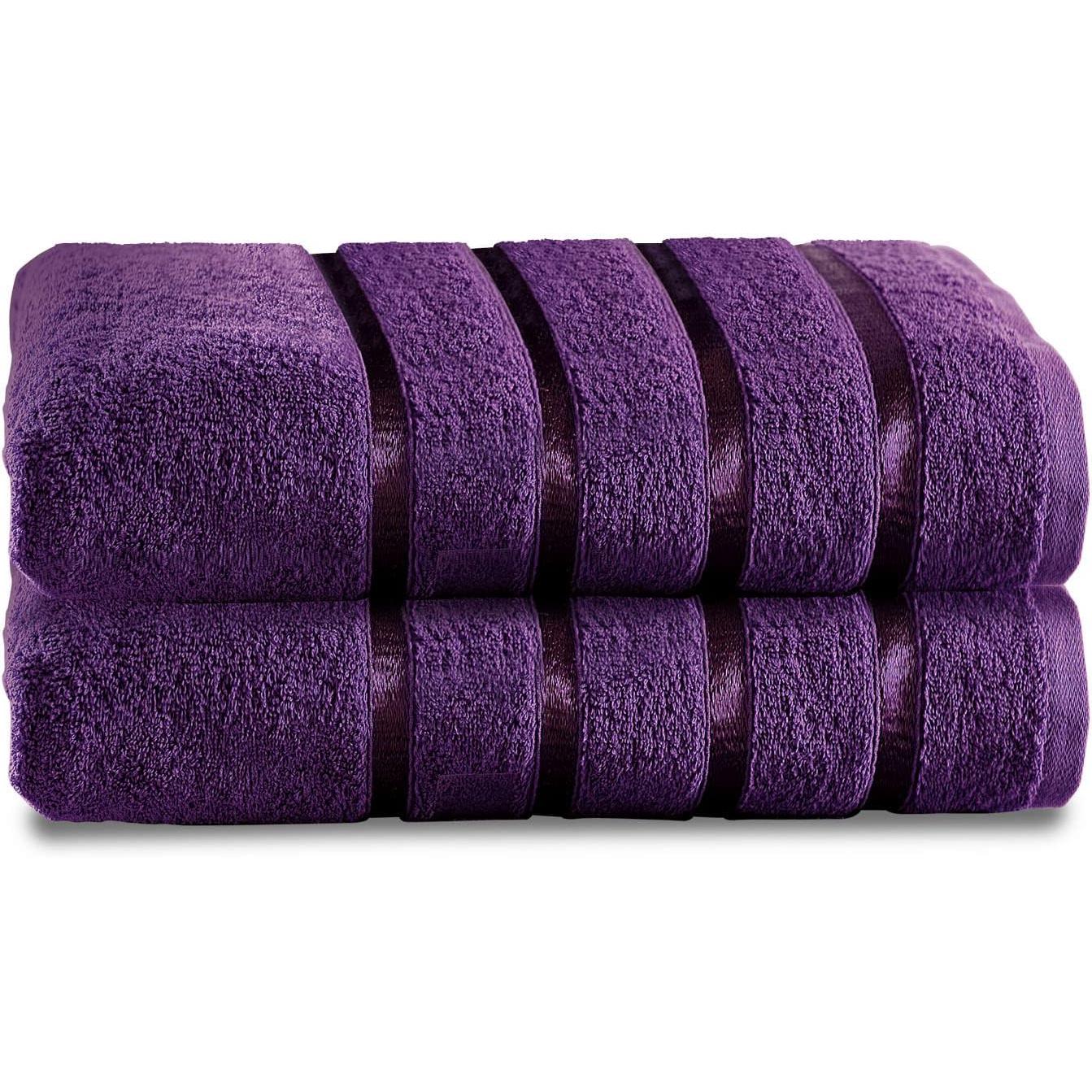 Toallas de baño Jumbo de Lujo, 100% Algodón Hilado en Anillo, Paquete de 2 Toallas Extra absorbentes Resistentes A LA decolor, Egipcio, Berenjena, 80x170 cm
