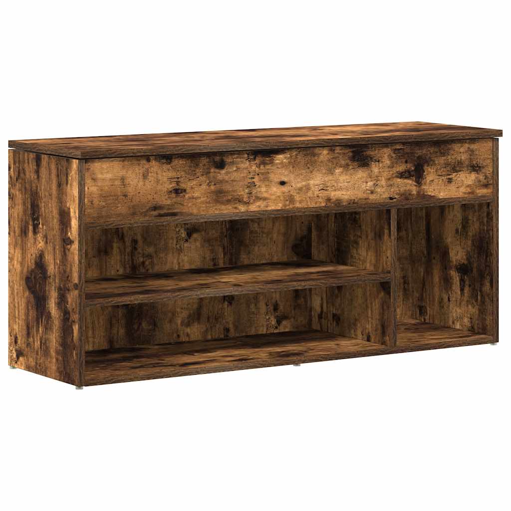 vidaXL Banco zapatero madera de ingeniería roble ahumado 102x30,5x45cm