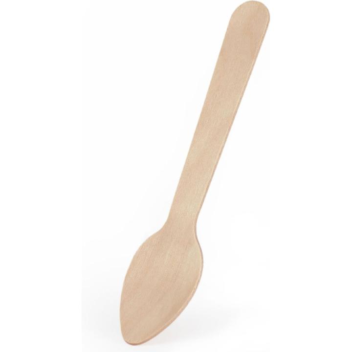 Algon - Set de 24 cucharas café madera 11cm biodegradables - Resistentes y reutilizables - Ideal para catering