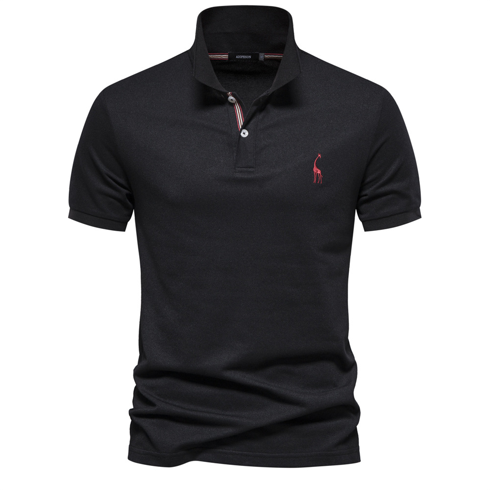 TK Camiseta POLO bordada con ciervo de algodón 80% de talla europea de alta calidad para hombre, camiseta básica de manga corta con solapa de color sólido para hombre