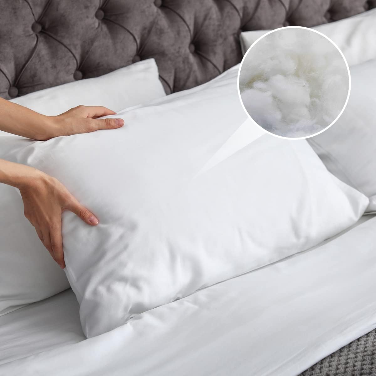 Almohada de Fibra con Tratamiento antiácaros y antibacterias. Sensación Tacto Pluma Extra Suave. (Todas Las Medidas Disponibles).