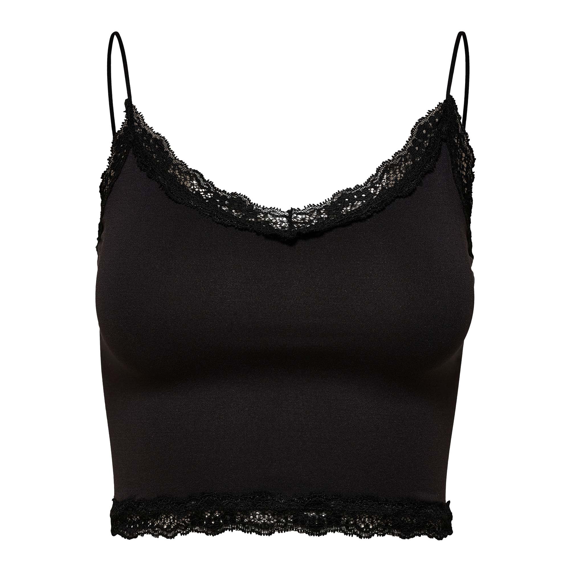 ONLY Top corto para mujer - ONLVICKY LACE SEAMLESS CROPPED TOP, top de tirantes, encaje ONLVICKY LACE SEAMLESS CROPPED TOP