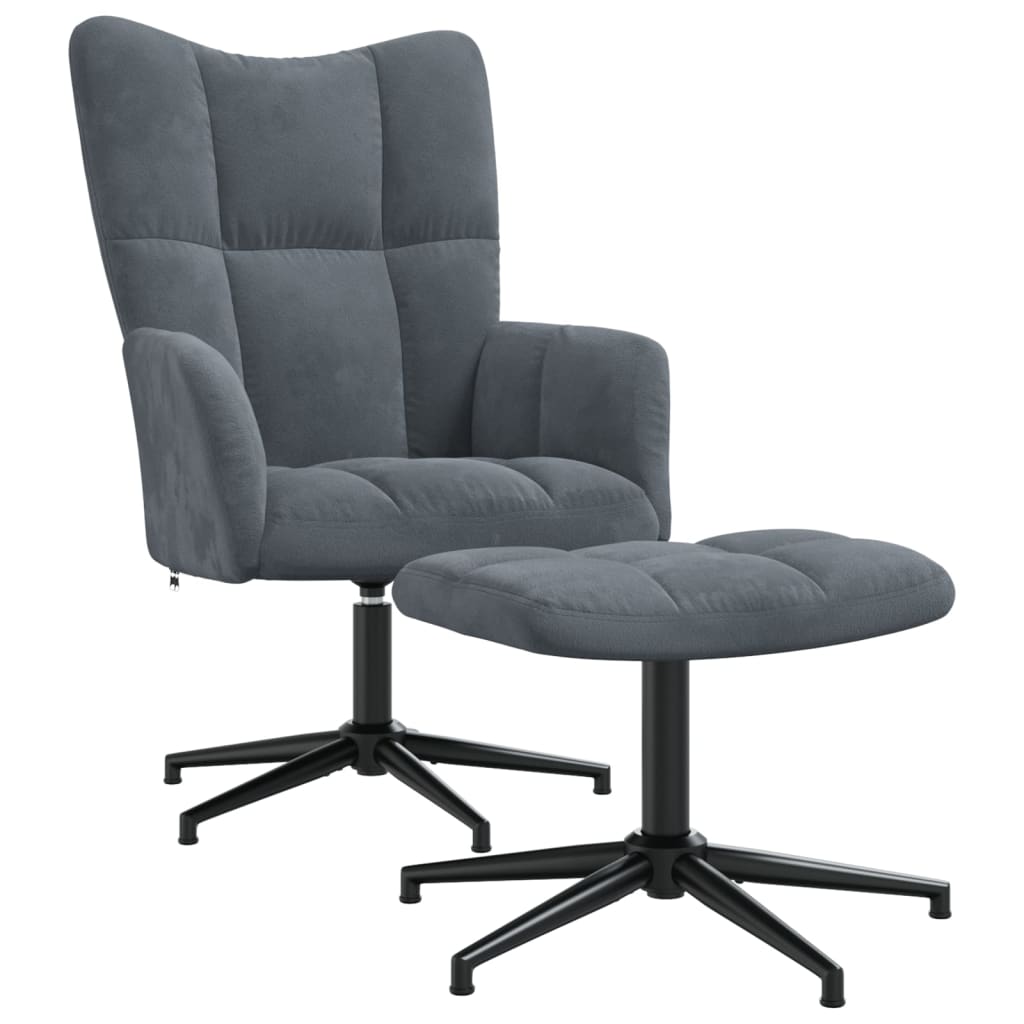 Vidaxl Sillón de Relax con Taburete de Terciopelo Gris Claro