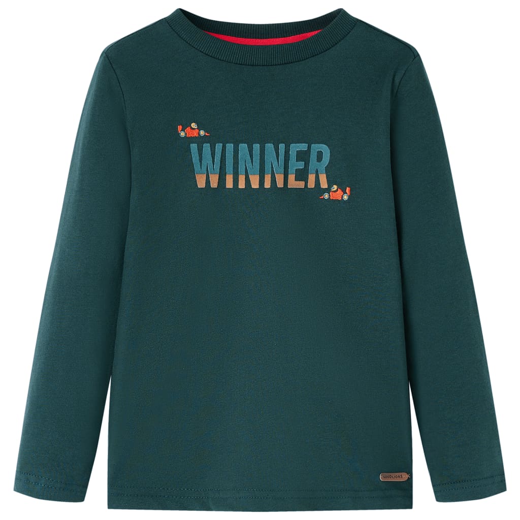 vidaXL Camiseta infantil de manga larga verde oscuro 116