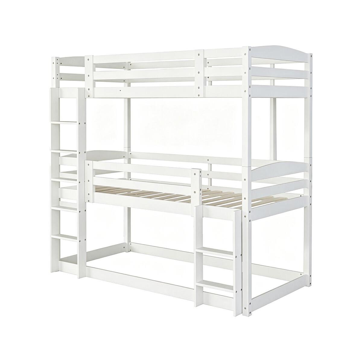 Habitat y Jardin - Litera de madera con escalera <<Sephora>> - 90 x 190 cm - Blanco