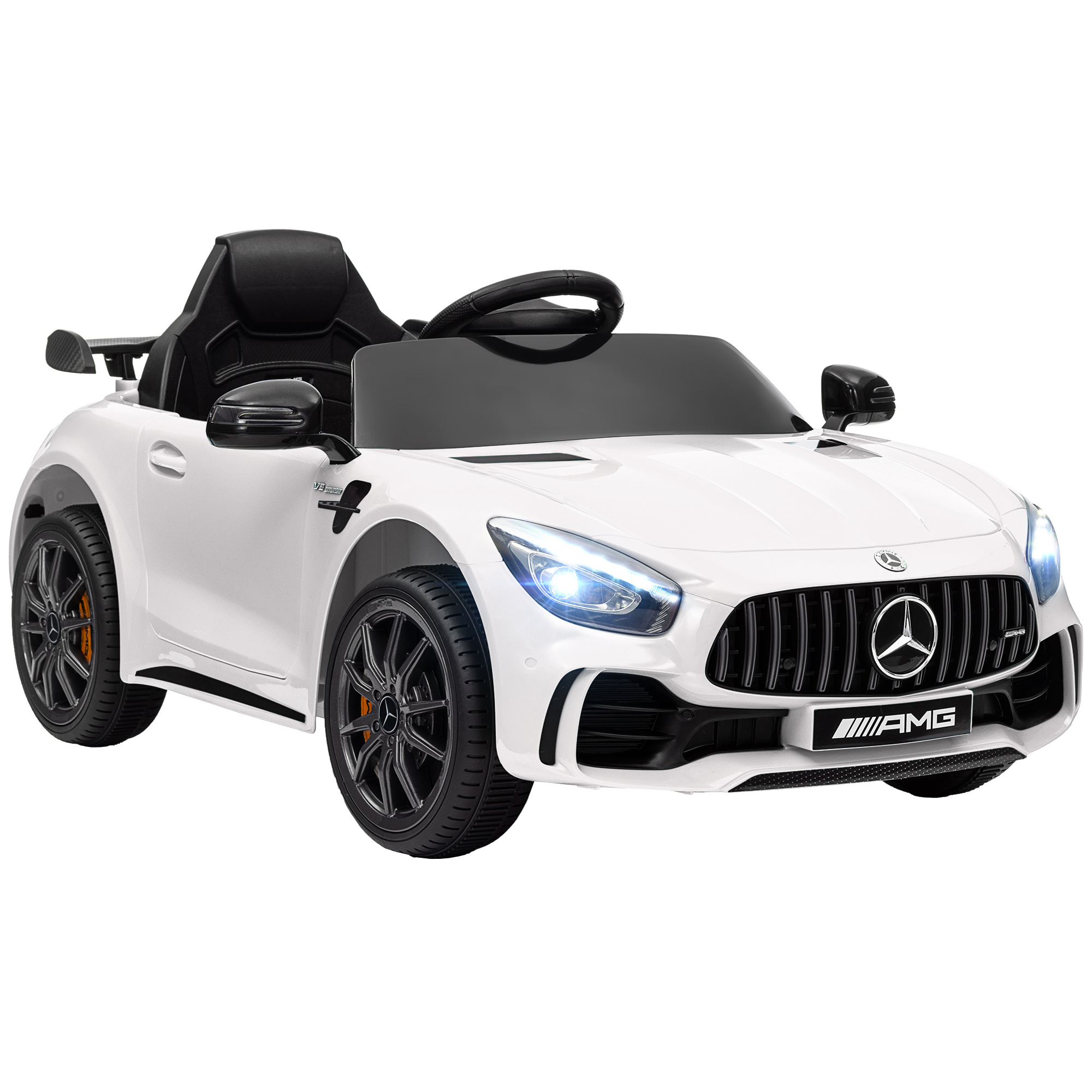 AIYAPLAY Coche Eléctrico para Niños de +3 Años Mercedes-Benz AMG GTR Carro Eléctrico Infantil con Batería 12V Mando a Distancia Faros Bocina Música y Pantalla