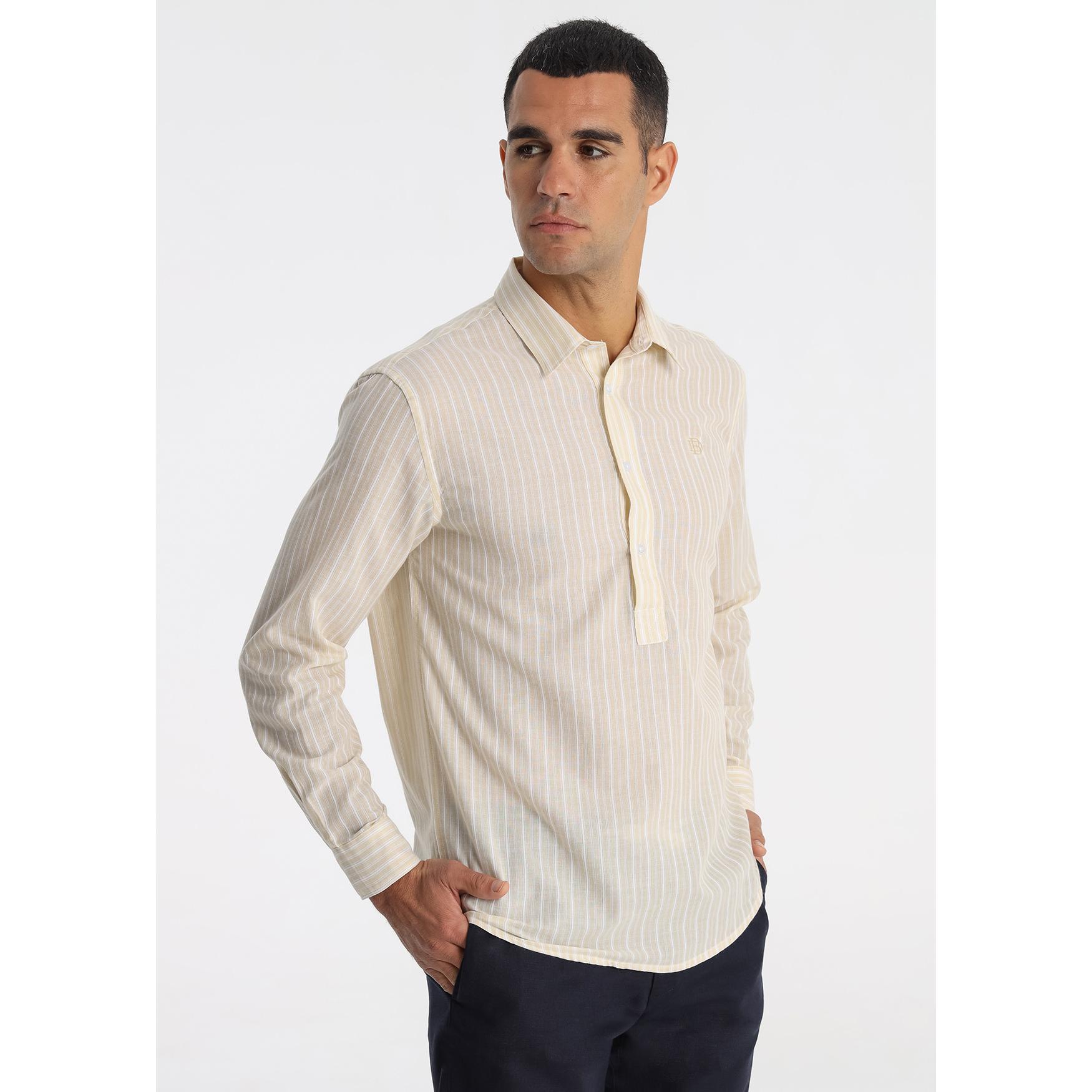 BENDORFF - Camisa Polera Beige Rayas