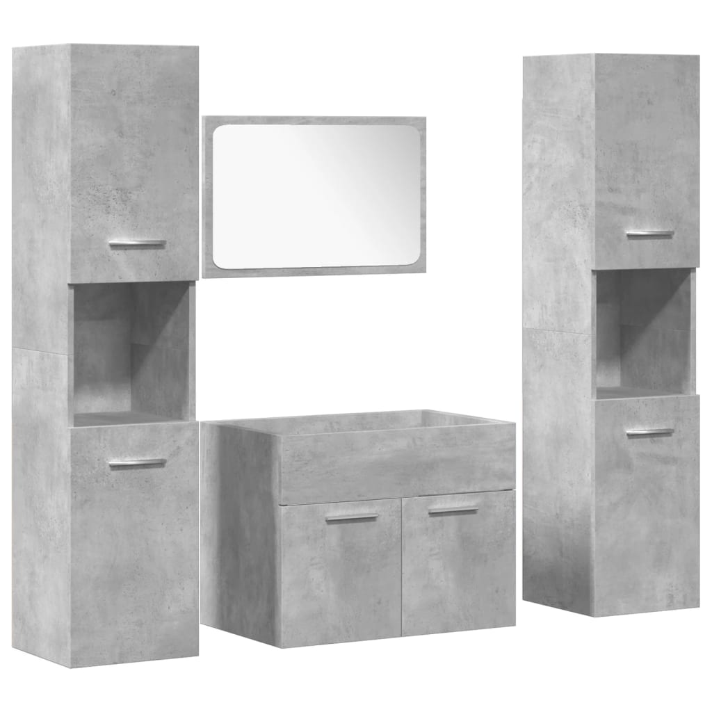 vidaXL Juego muebles de baño 4 pzas madera contrachapada gris hormigón