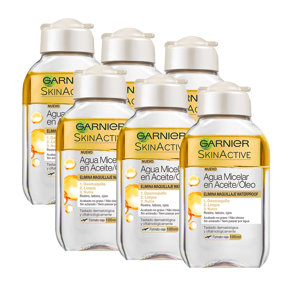 GARNIER Skin Active Agua micelar aceite - Tamaño viaje 6x100ML