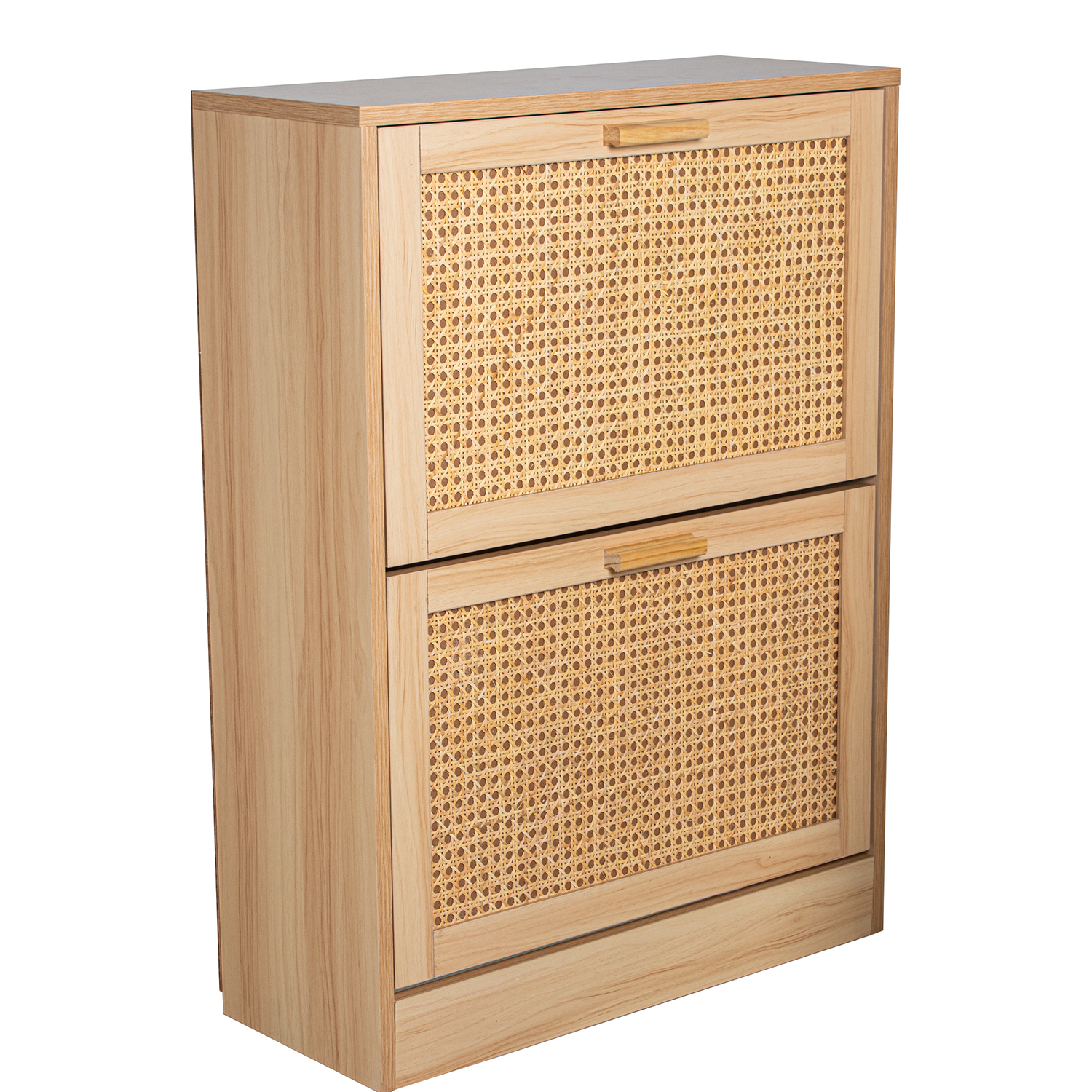 Zapatero madera, ratán natural, requiere montaje, color marrón, medidas 60x24x82 cm Fijalo
