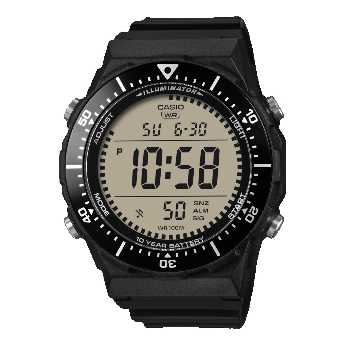 Reloj CASIO Para Hombre - Correa Negra con Pantalla Digital y Bisel Giratorio Negro - Sumergible (100m) - AE-1700H-1AVEF