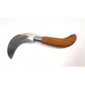 Navaja curva acero inoxidable Flores Cortes Tranchete de recolección fruta vendimia 100mm. Robusta y reforzada navaja curva con mango de madera de cocobolo.