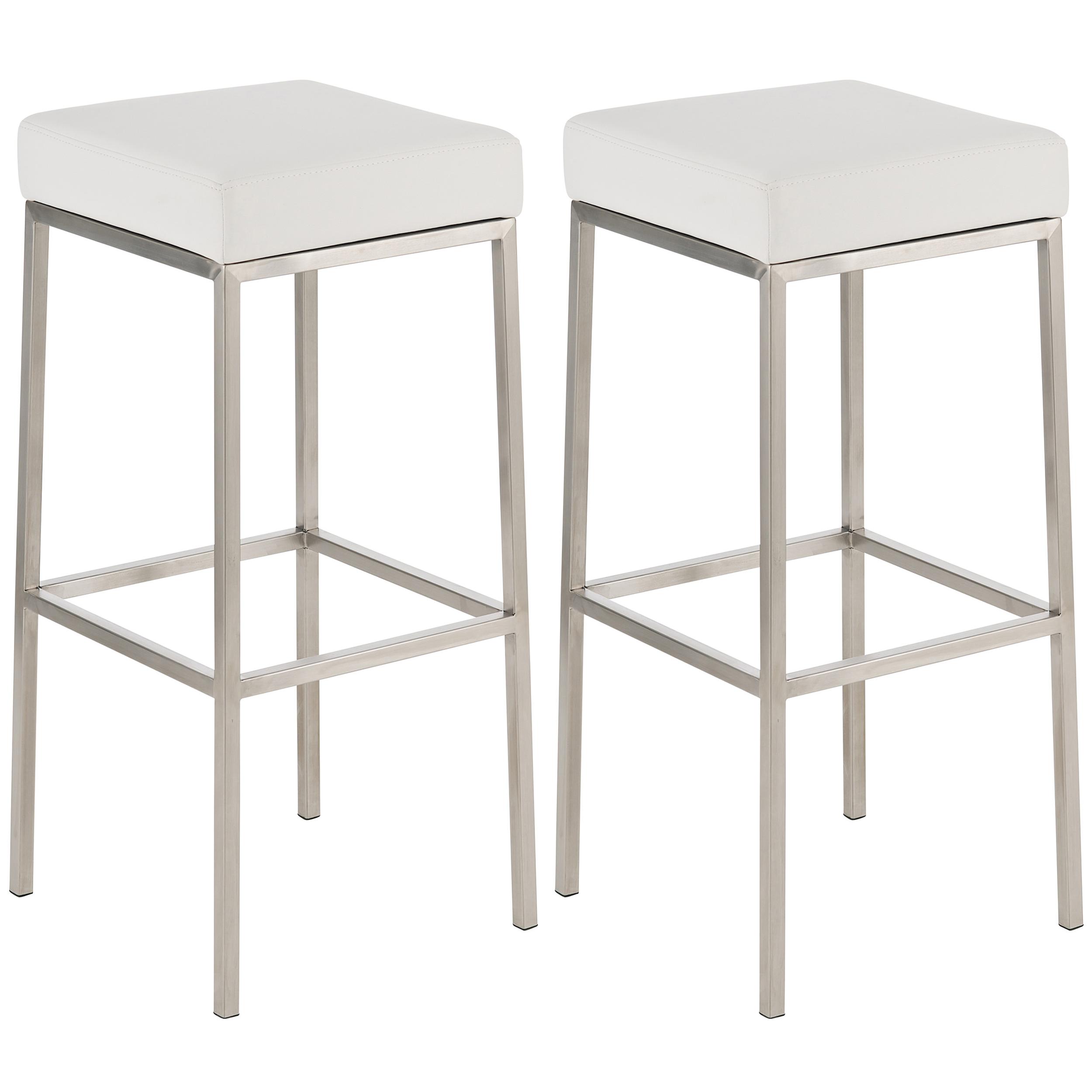 Set De 2 Taburetes Montreal ~ Altura 85 cm Blanco,Acero inoxidable