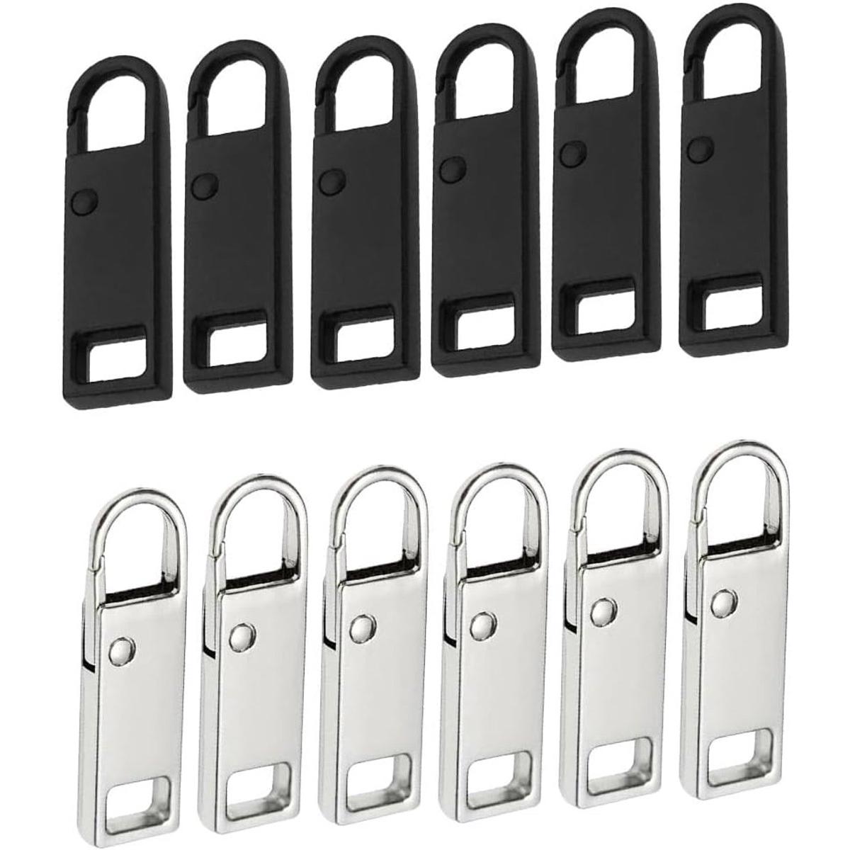 Ritsenreparatieset, 12 stuks metalen ritstrekkers, verwijderbare metalen ritstrekkers, vervanging voor ritsen, voor portemonnees, kleding, jeans, koffers