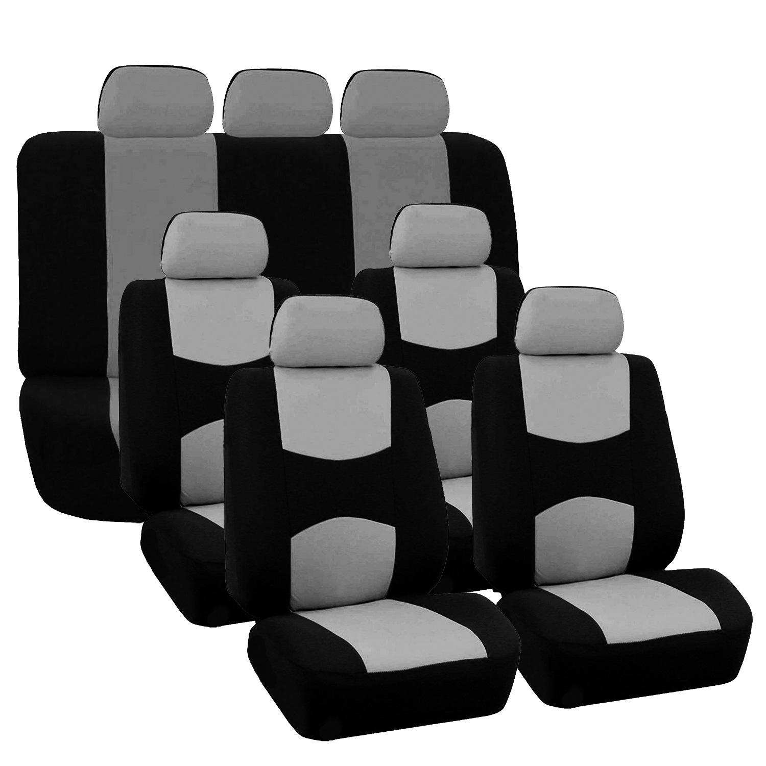 OmHom Funda universal para asiento de coche de siete plazas, alfombrilla para furgoneta, juego universal de 13 piezas para 7 plazas