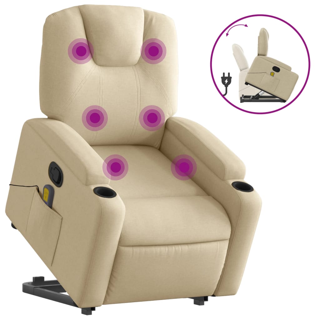 Vidaxl Sillón de Masaje Reclinable de Pie de Tela Gris Claro