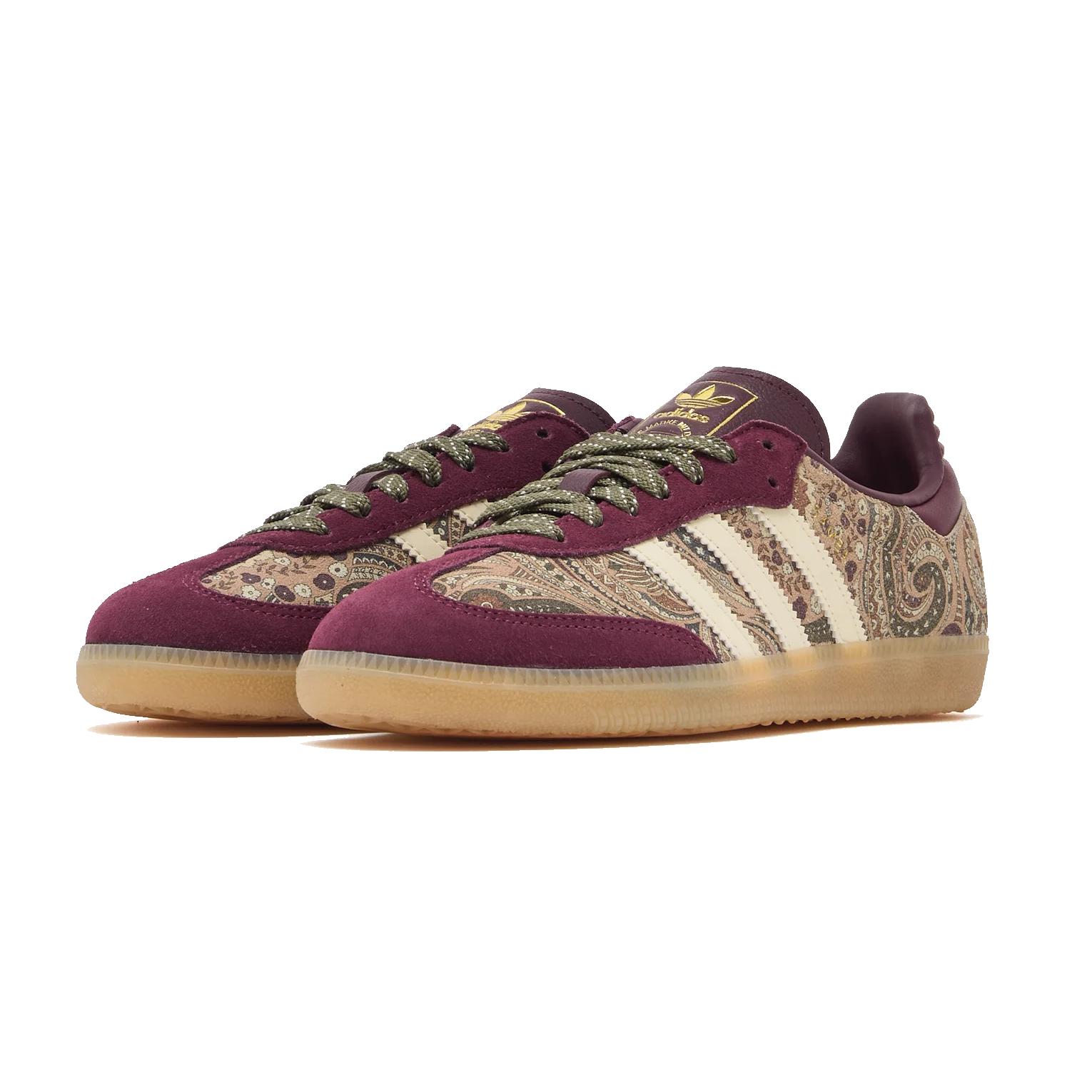 Adidas Samba OG X Liberty London Maroon, Warm Vanilla & Olive Strata