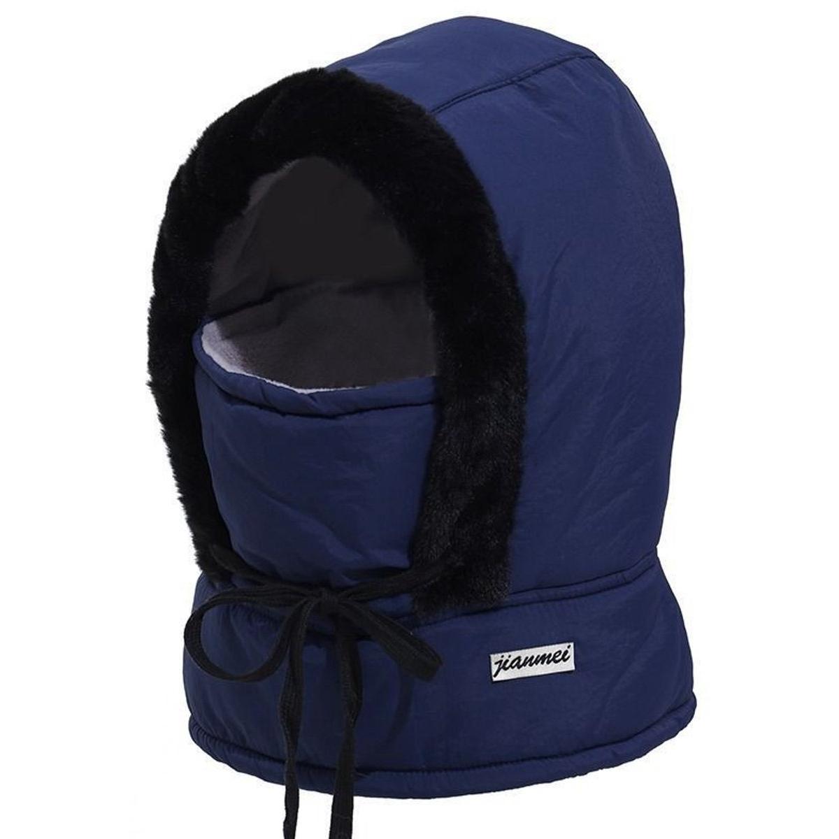 Winterfleece bivakmuts, anti-wind winterbivakmuts, thermische nekwarmer sjaalhoed voor mannen en vrouwen, verstelbaar met koord, multifunctionele hoed voor skiën, fietsen, buitenactiviteiten, blauw