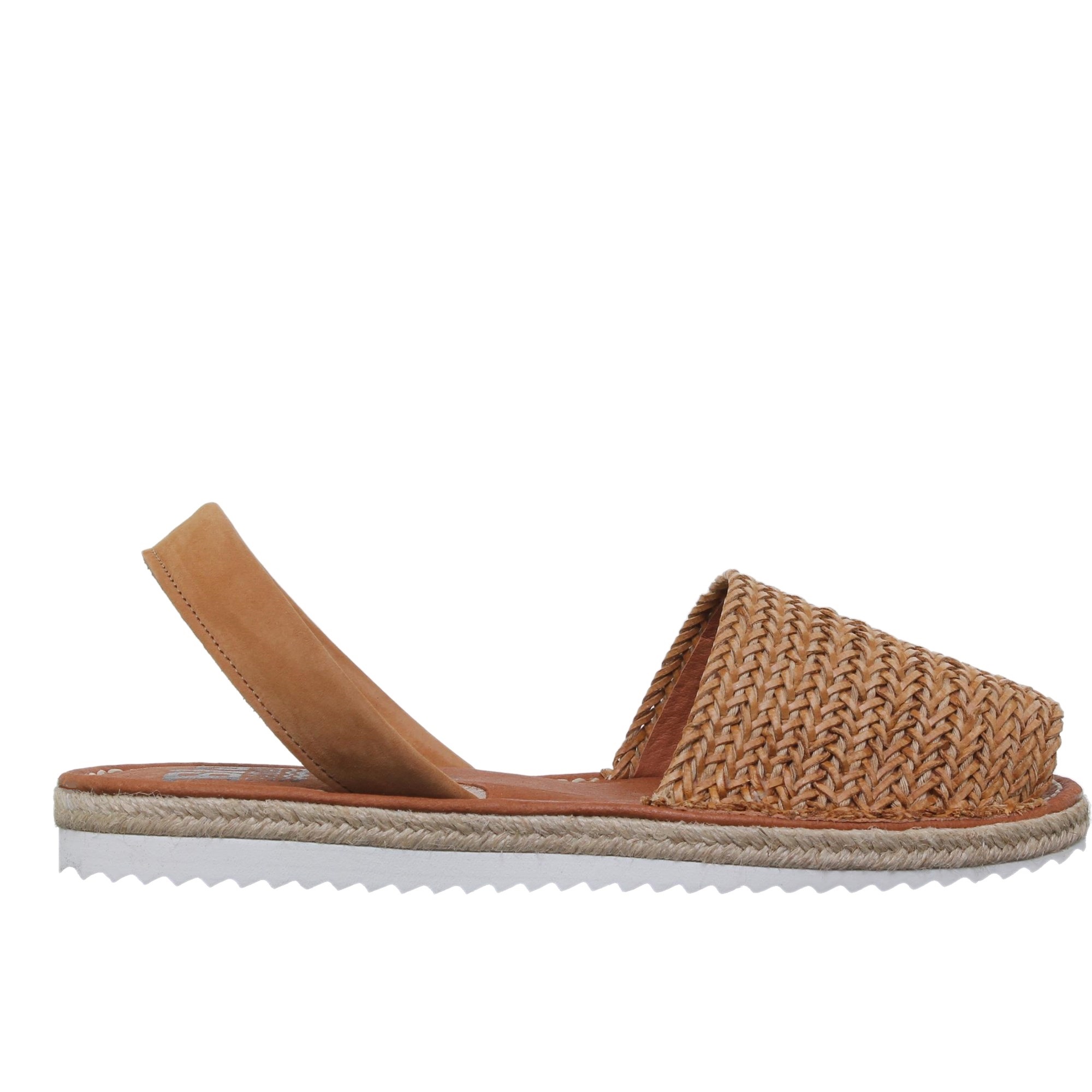 Blusandal Abarcas Sandalias Menorquinas Planas de Piel para Mujer Cuero con Pala Trenzada 15550AV - Comodidad y Estilo en Tonos Tierra - Hechas en España