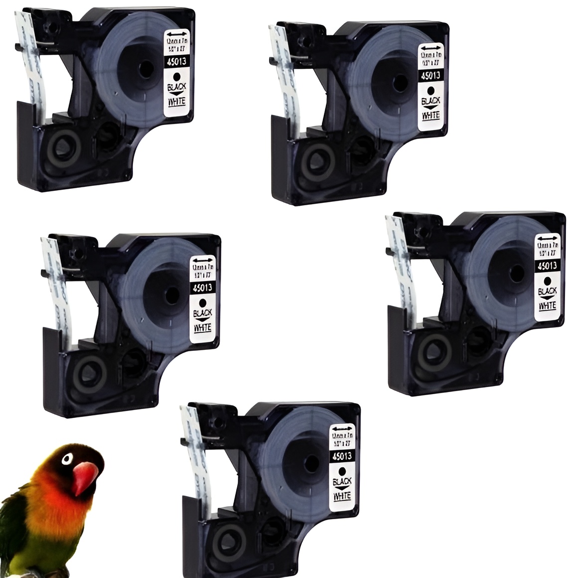 5X Dymo 45013 Negro / Blanco Cinta Rotuladora Generica S0720530