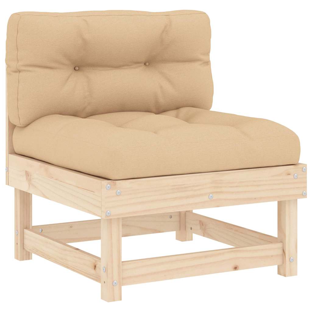 vidaXL Sofá central con cojines madera maciza de pino