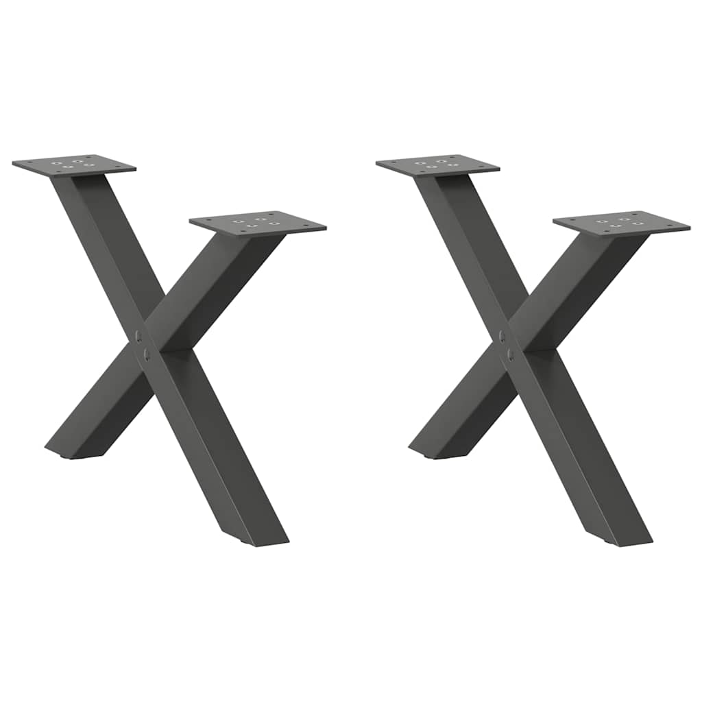 vidaXL Patas para mesa de centro en forma de X (2 unidades) 50 x (30-31) cm, acero
