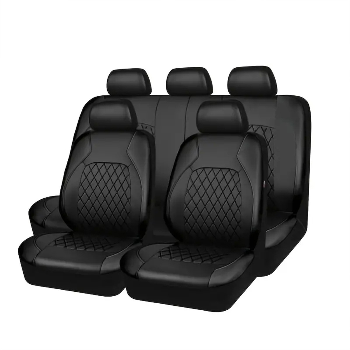 OmHom Funda de asiento de coche con acolchado de diamantes de una sola línea, soporte de bordado, cuero de PU, cuero artificial