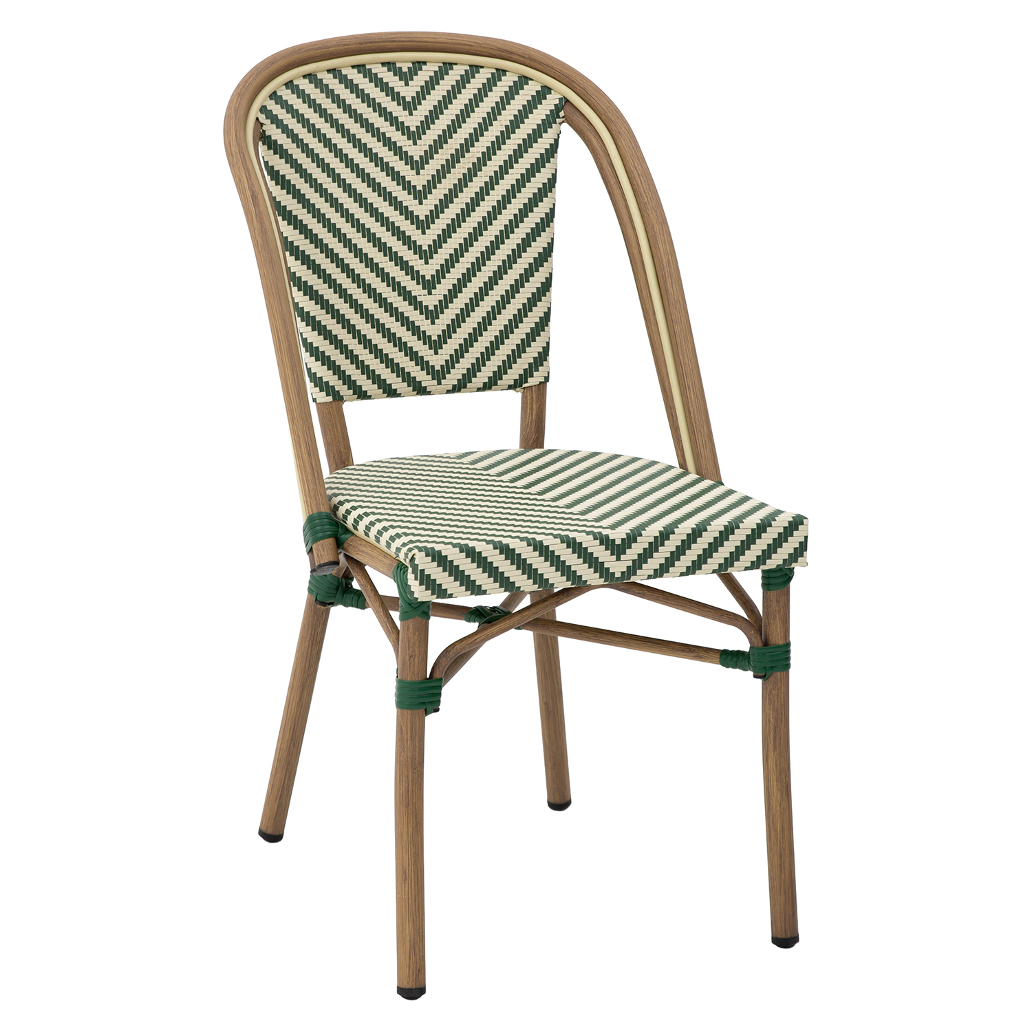Silla exterior aluminio, textilene franjas verde, medidas 47x60x88 cm Fijalo