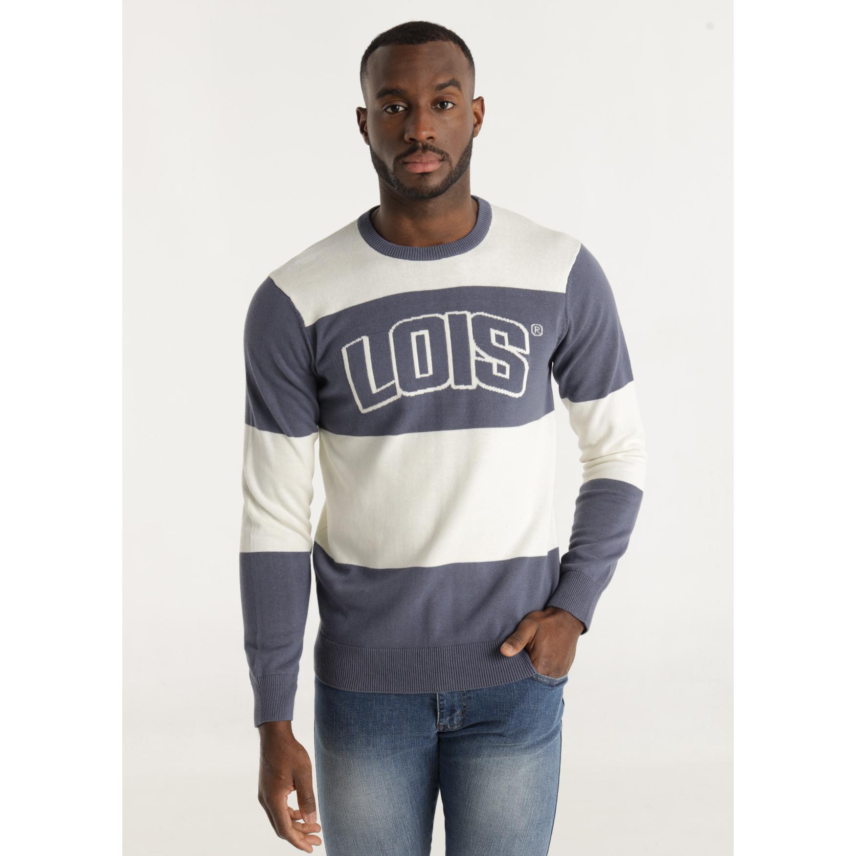 LOIS JEANS - Jersey cuello caja franjas intarsia Lois