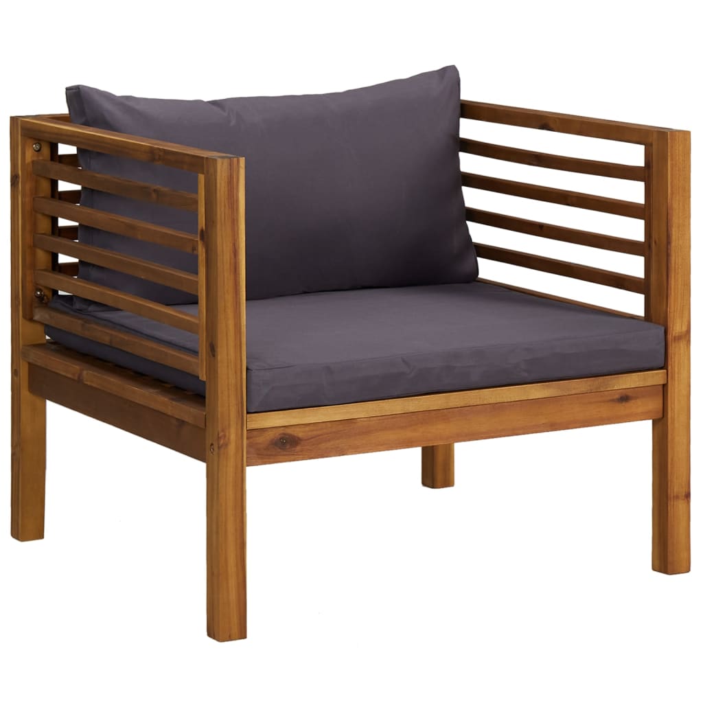 Vidaxl Silla de Jardín con Cojines Madera Maciza Acacia Gris Oscuro y Blanco Crema