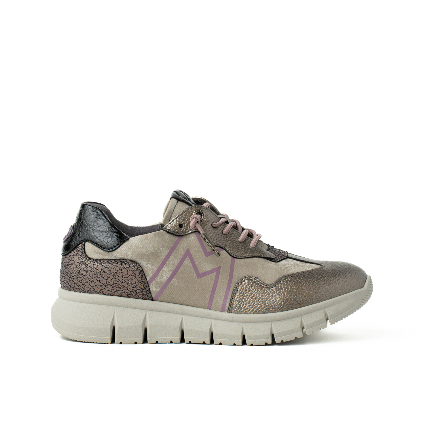 Mysoft 25M640 Zapatillas plataforma con cordones elásticos y detalles metalizados de mujer
