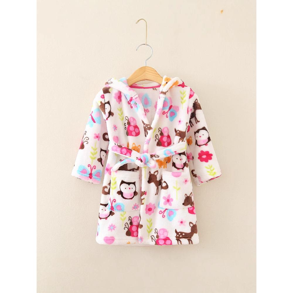 OmHO Bata con estampado de dibujos animados, ropa de dormir para niños y niños, invierno y juguete