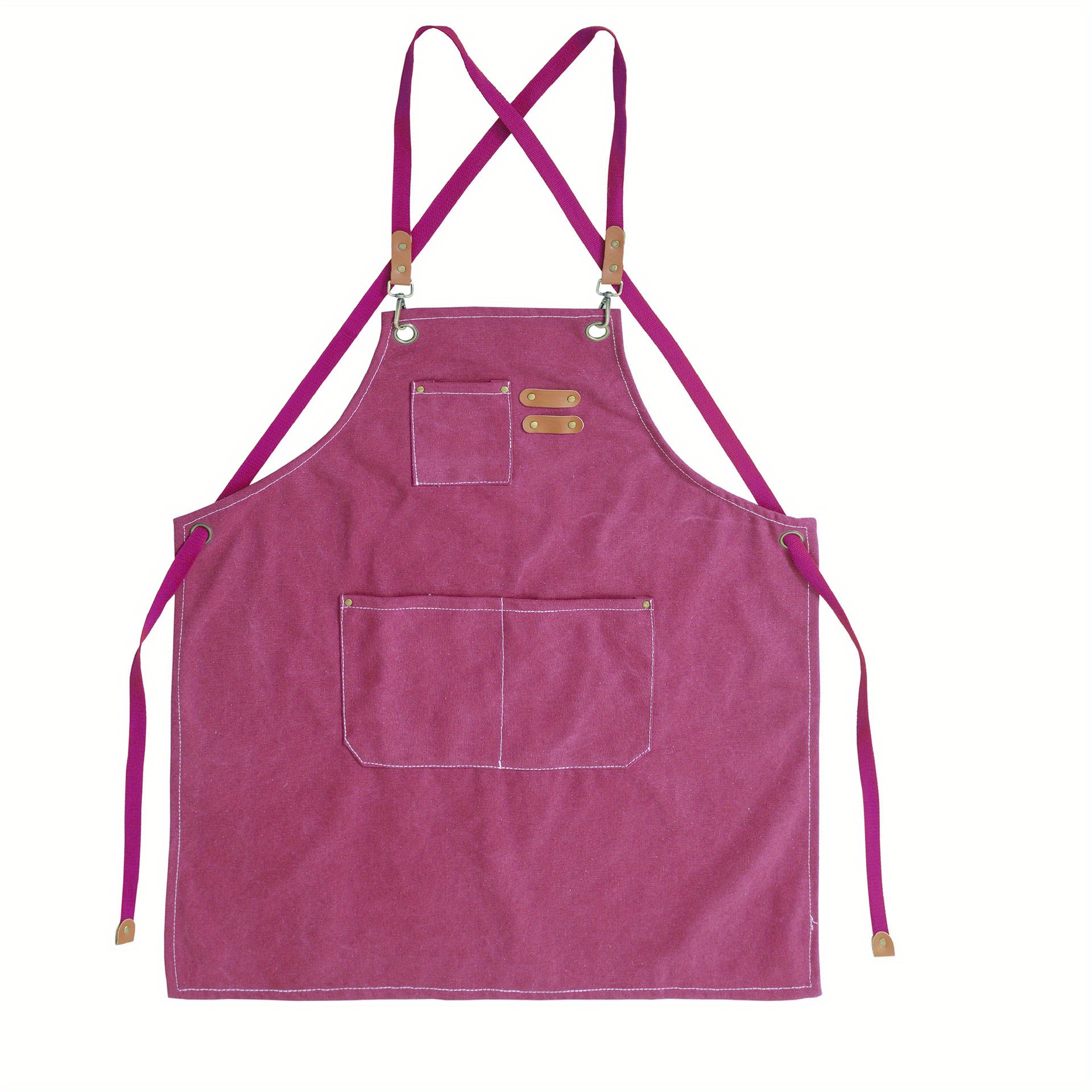 CA Delantal de Lona de Algodón con espalda Cruzada para Pintura Artística y jardinería, delantal con 3 bolsos, impermeable, ajustable, 1 UnidadITO