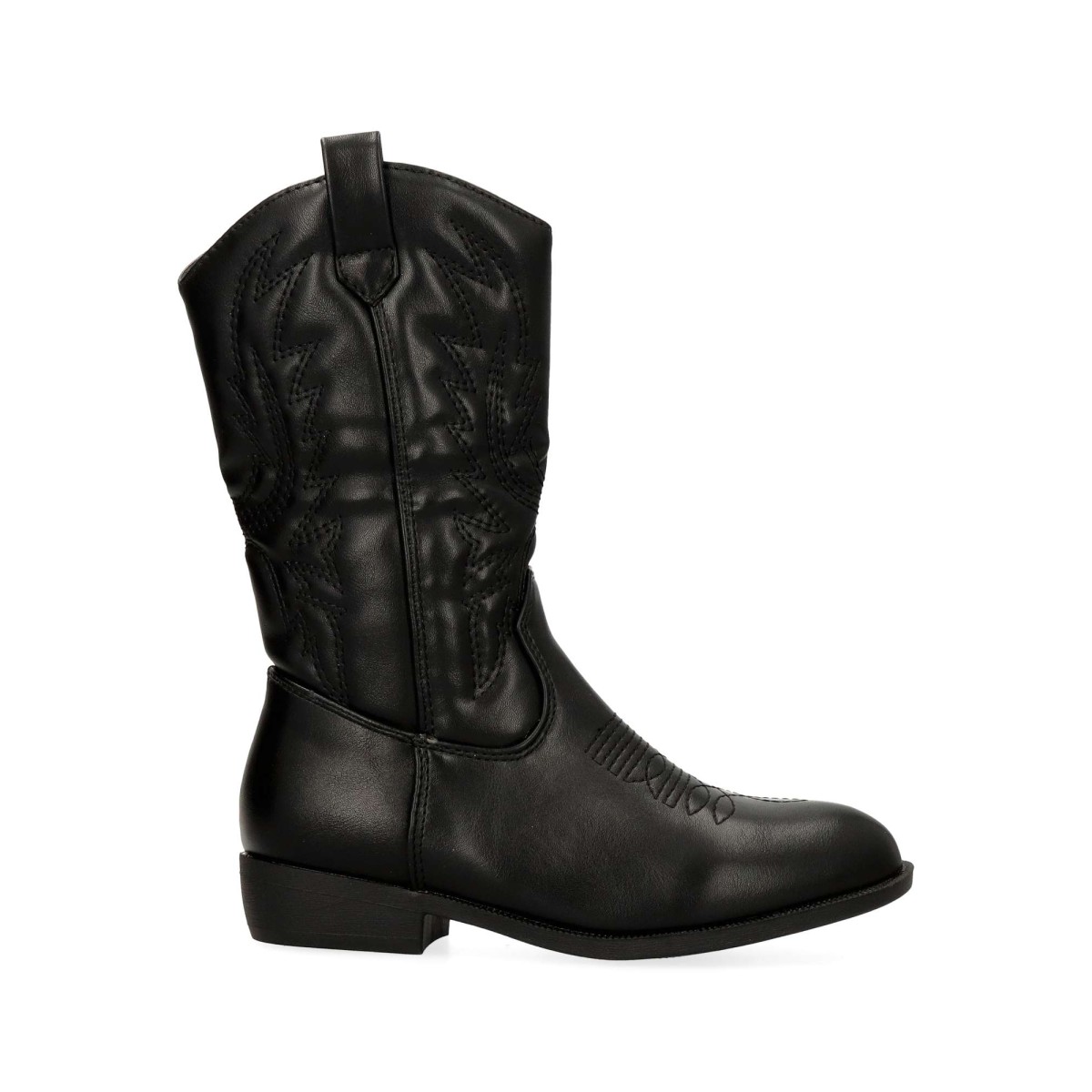 Peke's by Vanessa - Botas cowboy niña de antelina con bordado decorativo y cierre cremallera color chocolate