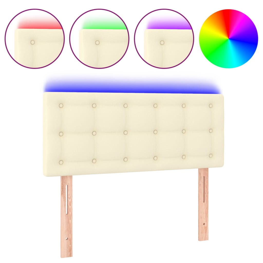vidaXL Cabecero con LED cuero sintético color crema 90x5x78/88 cm