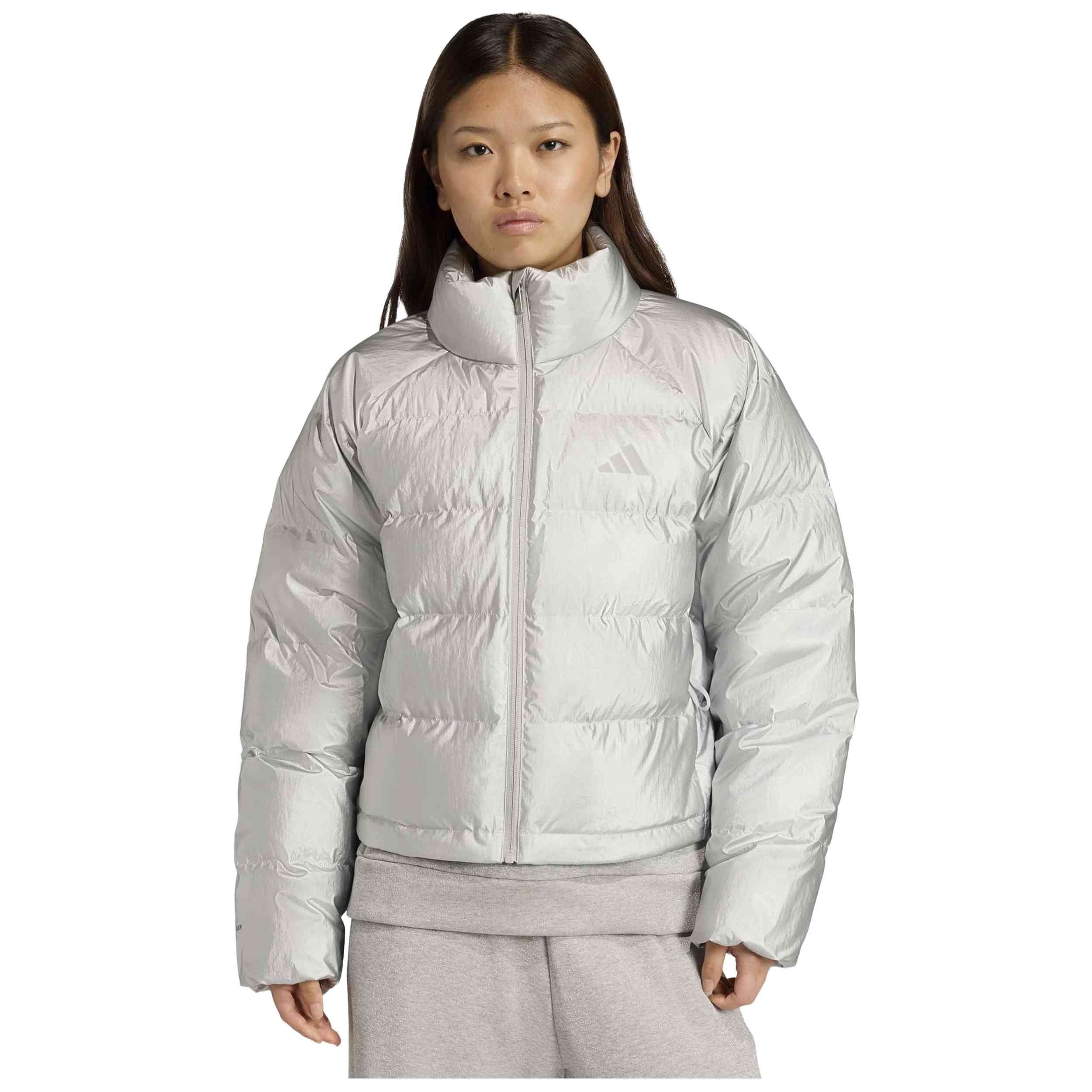 Chaqueta Adidas modelo Chaqueta adidas Helionic Holiday CLIMAWARM gris plateado mujer para Mujer en color Plateado
