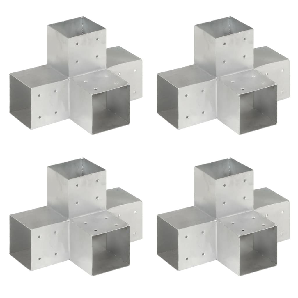 vidaXL Conectores de Postes en forma X (4 unidades) Metal Galvanizado Soporte Jardín Dimensiones 71 x 71 mm, 81 x 81 mm, 101 x 101 mm y mas