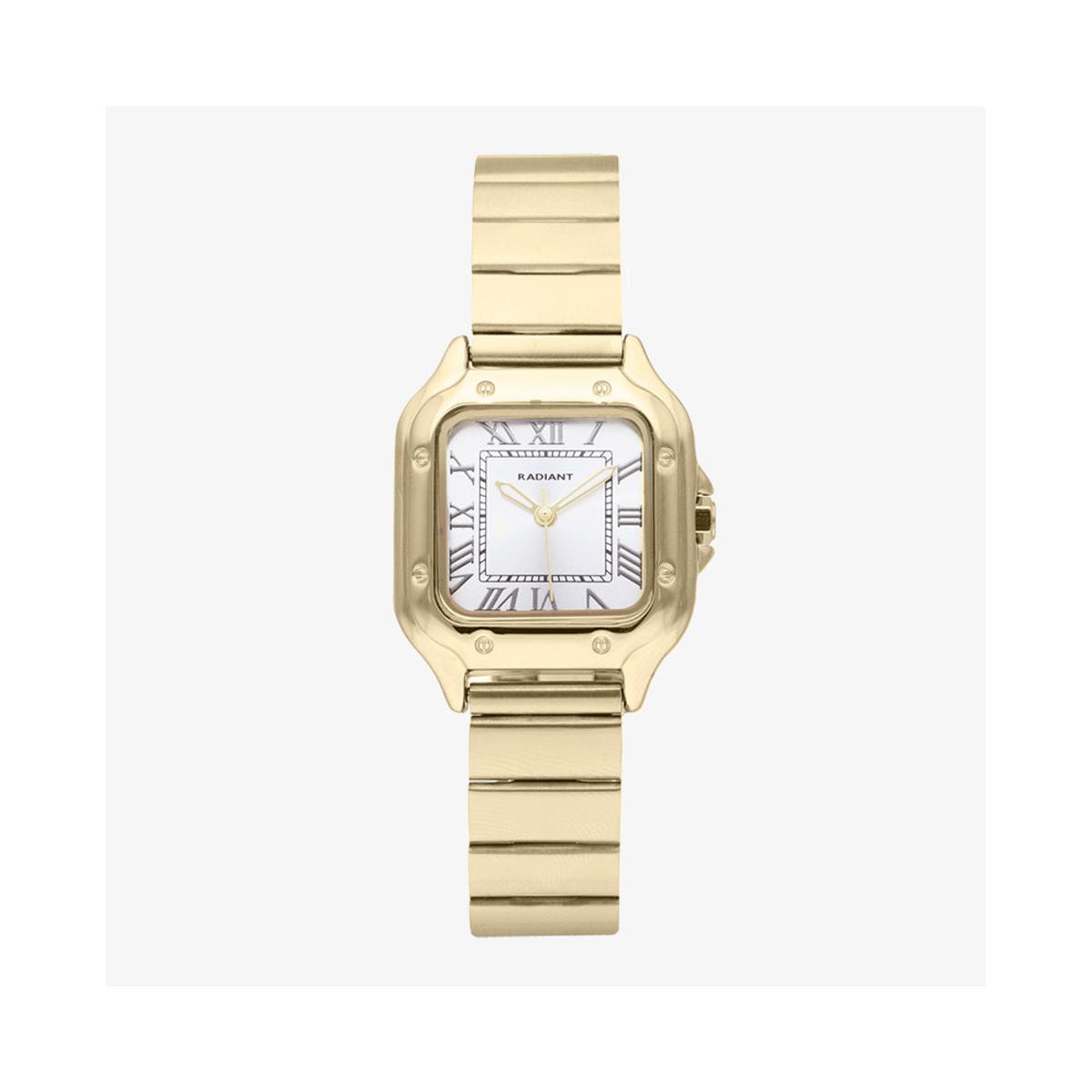 Radiant Reloj Mujer Caja De Latón Pulsera Acero De Color Dorado Resistente Al Agua 3 Atm Ra661205