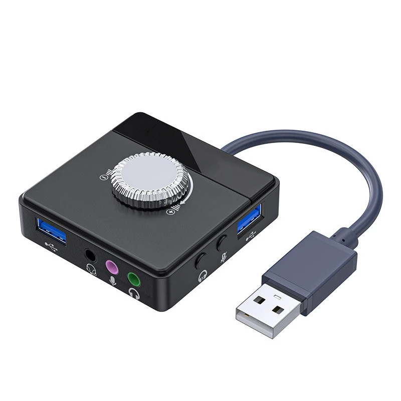 Tarjeta De Sonido Externa Nworld Con 3 Puertos a 3.5mm Jack Adaptador De Audio Estéreo Sin Conducto Ajustable Volumen USB